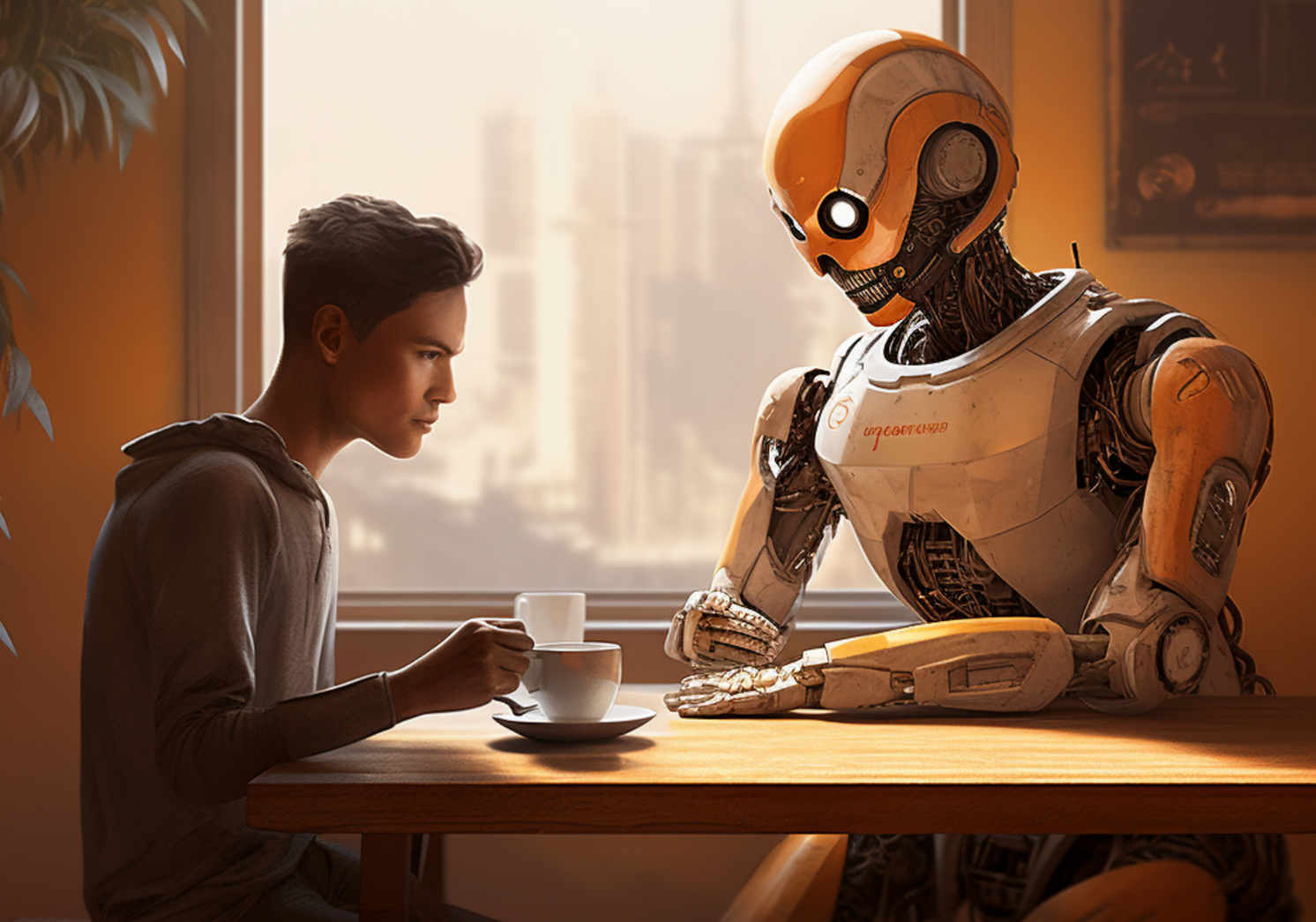 Futuristic Robot in School Environment