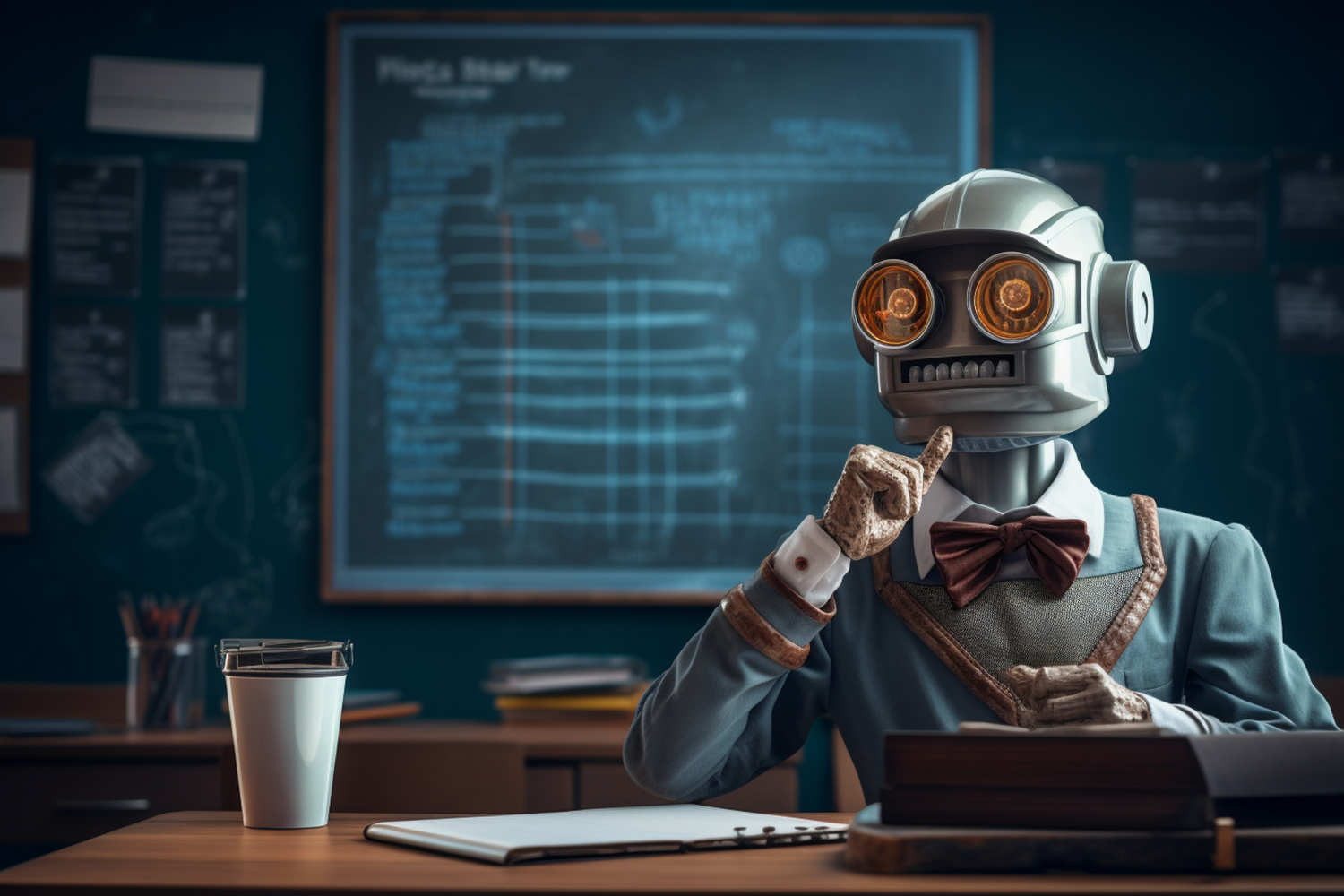 Futuristic Robot in School Environment