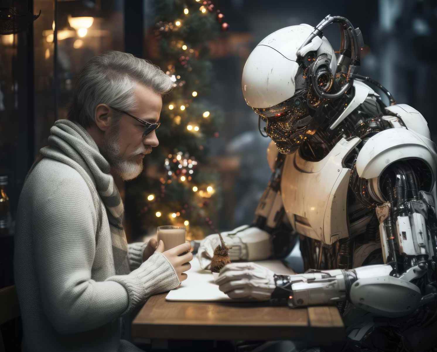Futuristic Robot in School Environment