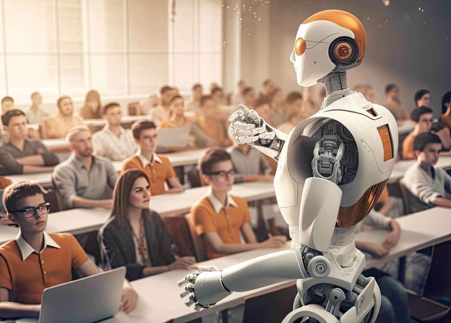 Futuristic Robot in School Environment