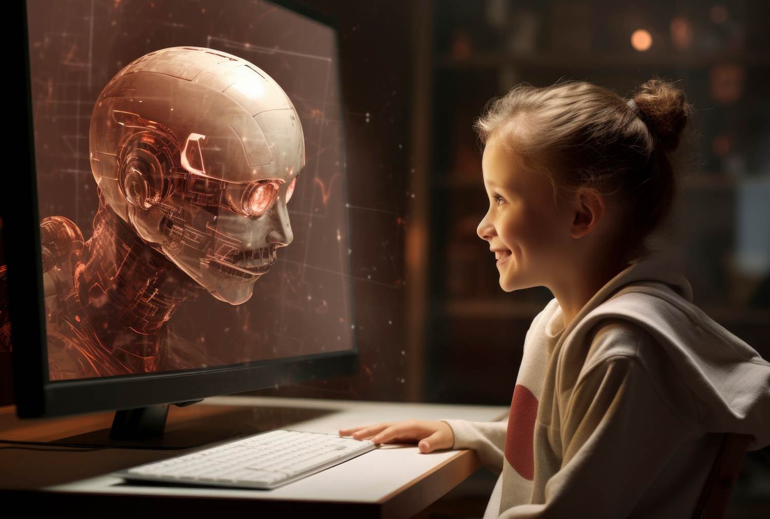 Futuristic Robot in School Environment