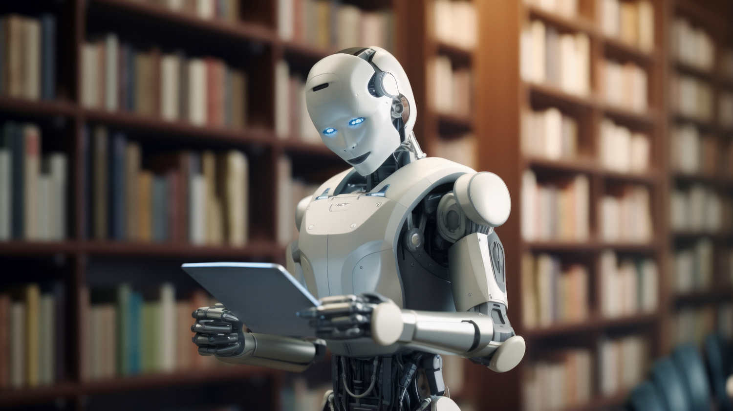 Futuristic Robot in School Environment