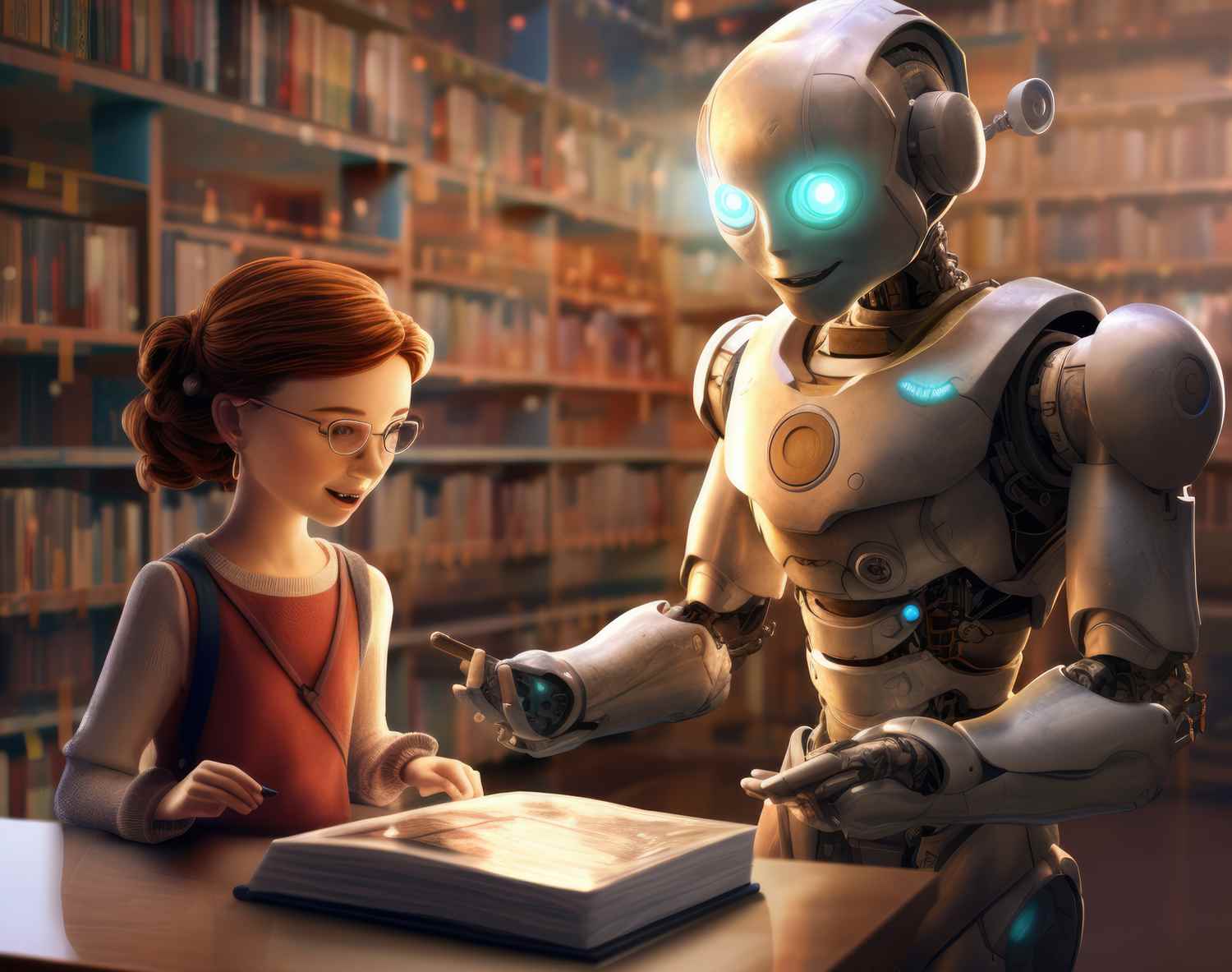 Futuristic Robot in School Environment